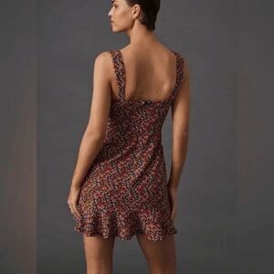 Hutch Anthropologie floral mini dress corset top ruffle hem XS